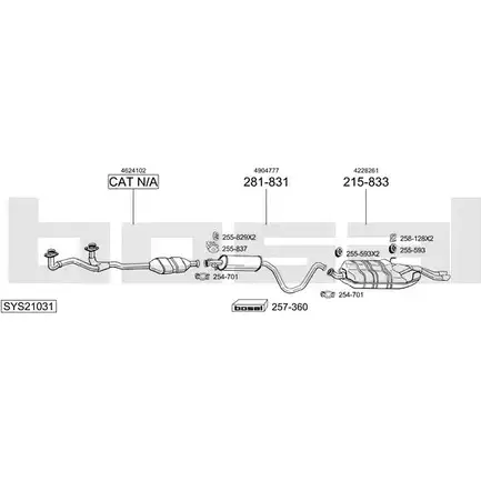 Система выпуска ОГ BOSAL FKV4VF 1200238184 SYS21031 O2XE 1Y