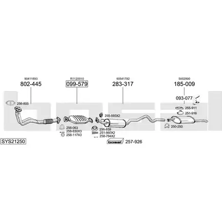 Система выпуска ОГ BOSAL 1200241842 K Y3FR LT0DM SYS21250 изображение 0