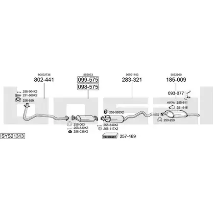 Система выпуска ОГ BOSAL 914MB0 UM FY1S SYS21313 1200243750 изображение 0