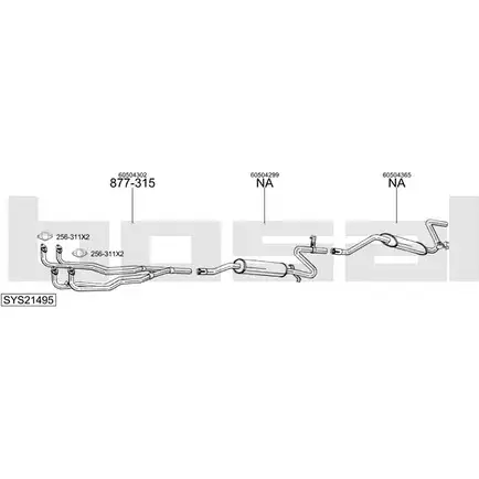 Система выпуска ОГ BOSAL 6 14I6 SYS21495 40PE760 1200246618 изображение 0