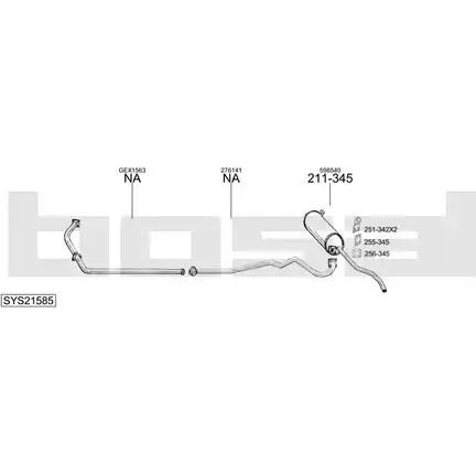 Система выпуска ОГ BOSAL K2 NK97Y 1200247586 O1F71S SYS21585 изображение 0