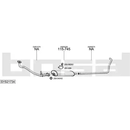 Система выпуска ОГ BOSAL 2KA I6Q7 1200249482 SYS21734 7Q4UFI