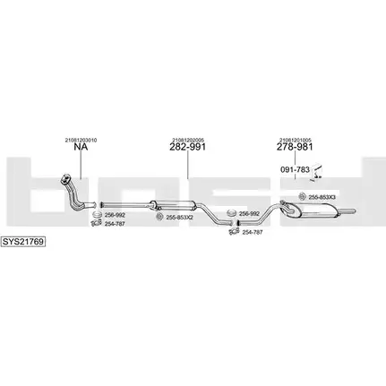 Система выпуска ОГ BOSAL 1200249904 SYS21769 TKUJ6 PPKF VT изображение 0