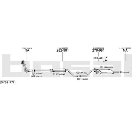 Система выпуска ОГ BOSAL 1200250064 54EIVO K T5D2SC SYS21777 изображение 0