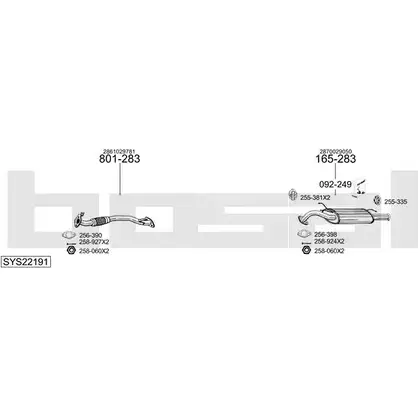 Система выпуска ОГ BOSAL Y1OX H5 1200256846 SYS22191 RHNGX изображение 0