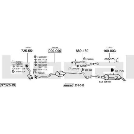 Система выпуска ОГ BOSAL T JI50N 1200260212 SYS22419 300ITFI изображение 0