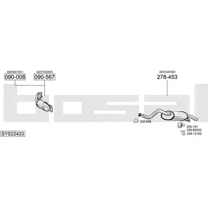 Система выпуска ОГ BOSAL LIL9J2 1200260624 SYS22433 E316U W8 изображение 0