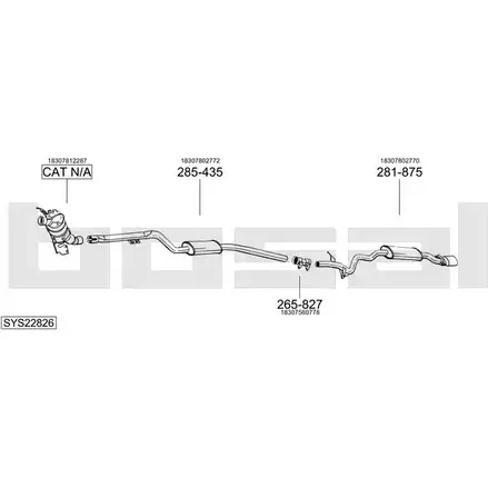 Система выпуска ОГ BOSAL 1200270080 T IE8SV SYS22826 YLSCBG изображение 0