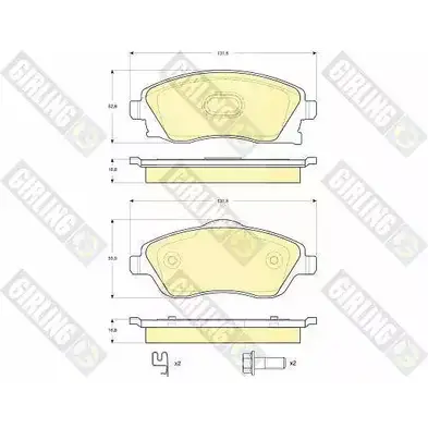 Комплект тормозов, дисковый тормозной механизм GIRLING 1BQVYM 1202312810 7LR YE6S 6411621 изображение 0