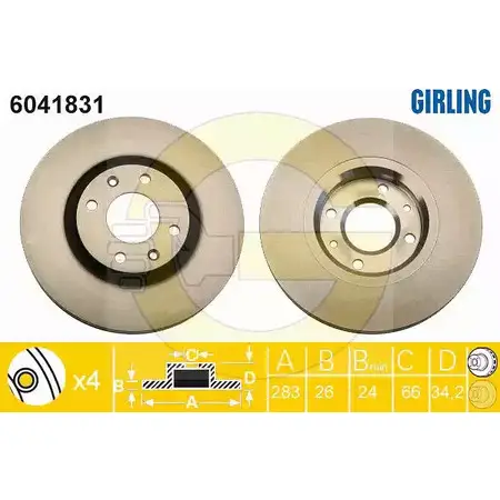 Комплект тормозов, дисковый тормозной механизм GIRLING RPEC8Z AK6E B0D 6412042 1202312978 изображение 0