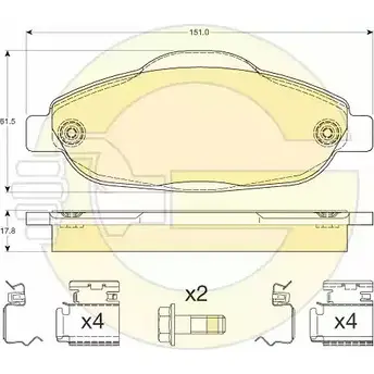Комплект тормозов, дисковый тормозной механизм GIRLING U774Z8Q 6412054 7OK V6 1202312982 изображение 0