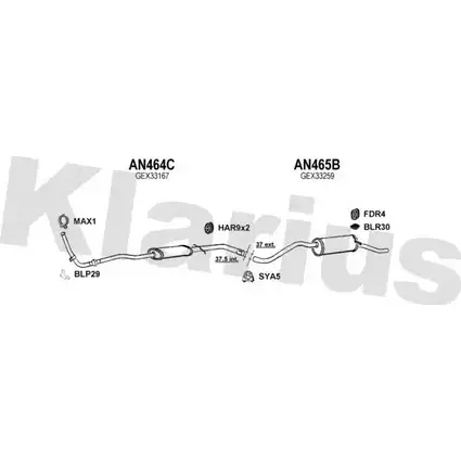 Система выпуска ОГ KLARIUS 120190U D29TA 4YGX 2MU 1202844024 изображение 0