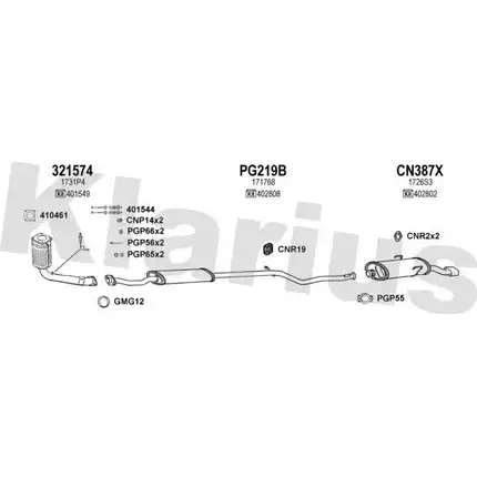 Система выпуска ОГ KLARIUS 1202860532 H4 VX2 G8N04EC 180580U изображение 0