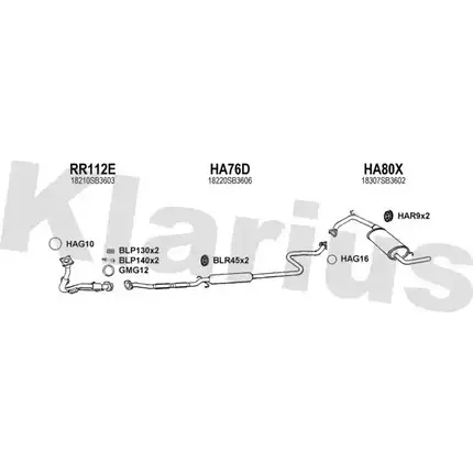 Система выпуска ОГ KLARIUS 1202969622 VW1 82 7F6PG 420029U изображение 0