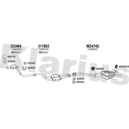 Система выпуска ОГ KLARIUS 600570U SX6SV4 BG EZ4 1202996672 изображение 0