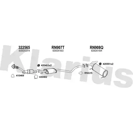 Система выпуска ОГ KLARIUS 721062U 1203050660 54TVYE PS Z80C0 изображение 0