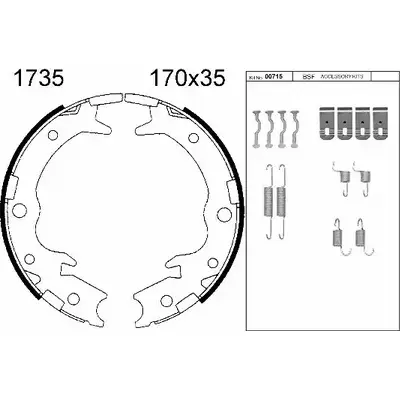 Тормозные колодки ручника, комплект BSF G8R3Z90 01735K 1203446924 B 9M78 изображение 0