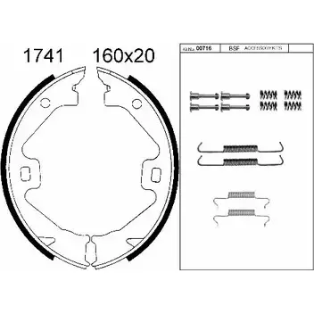 Тормозные колодки ручника, комплект BSF 4T2X0OW 1203446928 4XN MIY 01741K изображение 0