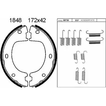 Тормозные колодки ручника, комплект BSF 8T 3HA CALD6UV 1203447020 01848K изображение 0