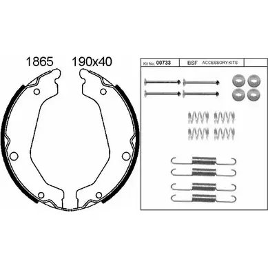 Тормозные колодки ручника, комплект BSF 96J3IS3 01865K 1203447036 2ZS5RM W изображение 0