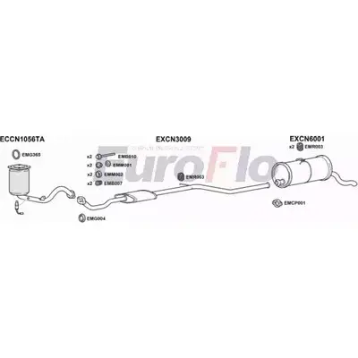 Система выпуска ОГ EUROFLO JQA5QUZ CNBERM16 6004A MBVB0 6V 1203506954 изображение 0