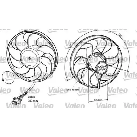 Вентилятор радиатора двигателя VALEO 6OGI9 F 1206097792 BSQQOS 698372 изображение 0