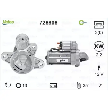 Стартер VALEO A35R WG 50BU61U 726806 1206120234 изображение 0