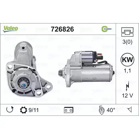 Стартер VALEO JH8GR 726826 1206121014 TD4Q ADY изображение 0