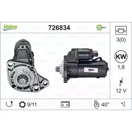 Стартер VALEO 726834 1206121256 D7R S29 G7FHD изображение 0