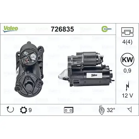 Стартер VALEO 1206121322 2A3HP85 D9E2 76 726835