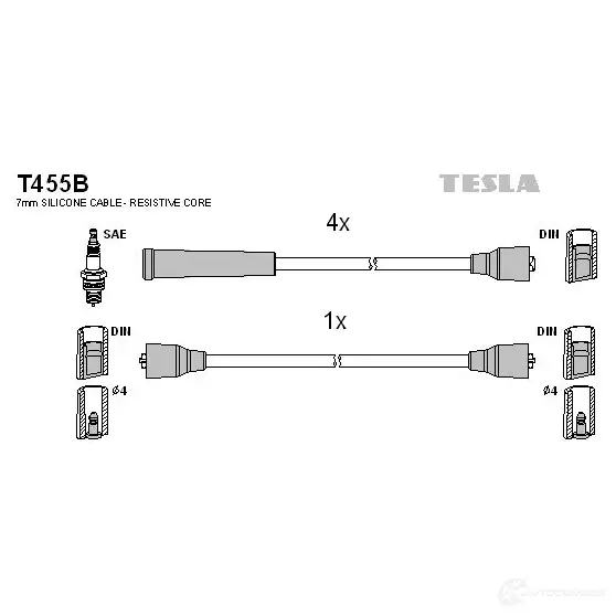 Высоковольтные провода зажигания, комплект TESLA t455b 2695636 8595141001495 NU H3J изображение 0