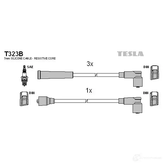Высоковольтные провода зажигания, комплект TESLA 2695556 8595141006131 3X 9IN t323b
