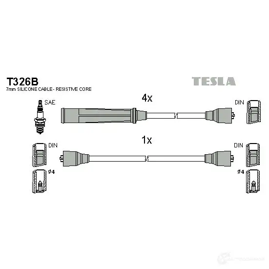 Высоковольтные провода зажигания, комплект TESLA t326b 2695559 8QEB AF 8595141006193 изображение 0