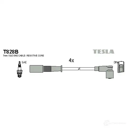 Высоковольтные провода зажигания, комплект TESLA t828b 8595141012378 4 V77GK 2695914 изображение 0