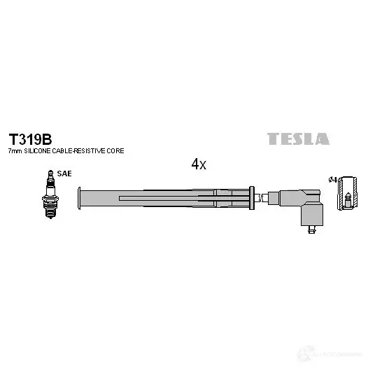 Высоковольтные провода зажигания, комплект TESLA t319b 2695552 8595141029017 70W9 I изображение 0