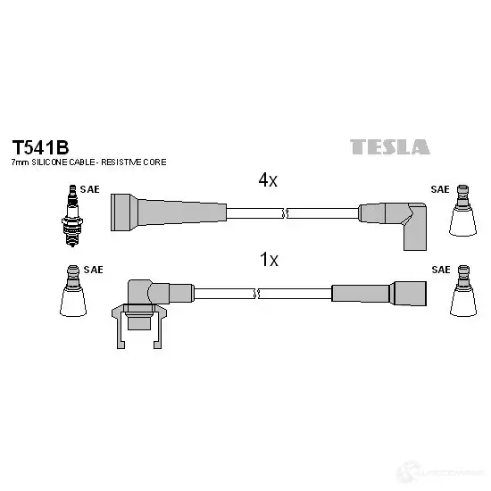 Высоковольтные провода зажигания, комплект TESLA t541b 8595141016833 UG WM7A 2695700 изображение 0