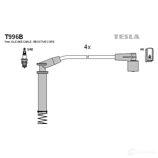 Высоковольтные провода зажигания, комплект TESLA 0I V4D t996b 8595141015638 2696047