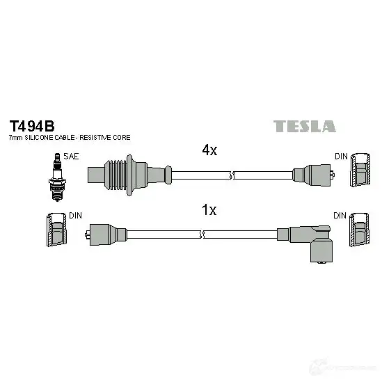 Высоковольтные провода зажигания, комплект TESLA t494b N 7CZ28 8595141005134 2695666 изображение 0