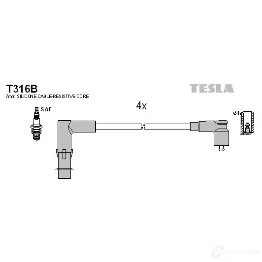 Высоковольтные провода зажигания, комплект TESLA 2695549 t316b E HTARH5 8595141026221 изображение 0