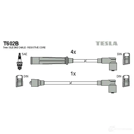Высоковольтные провода зажигания, комплект TESLA 2695758 8595141006292 UK DOH t602b изображение 0