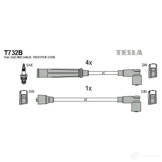 Высоковольтные провода зажигания, комплект TESLA 8595141009279 t732b M0VK BA 2695841 изображение 0