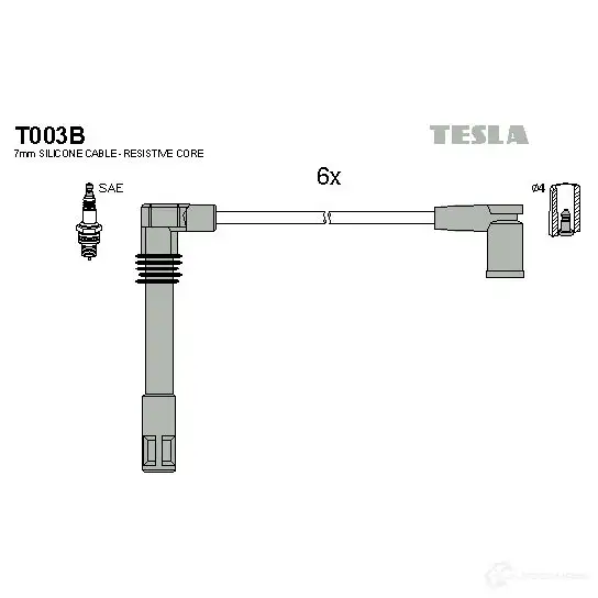 Высоковольтные провода зажигания, комплект TESLA 8595141020519 t003b M X2XJ 2695292 изображение 0