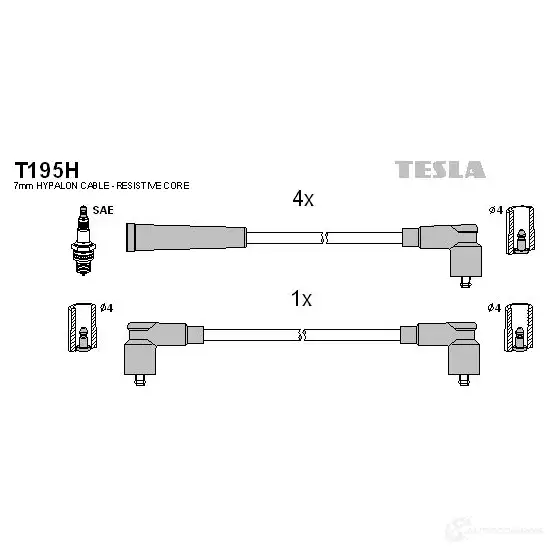 Высоковольтные провода зажигания, комплект TESLA 2695457 N4W 8DQQ t195h 8595141000115 изображение 0