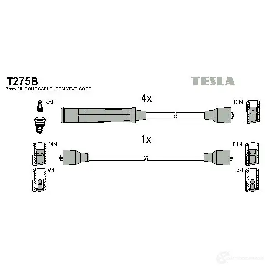 Высоковольтные провода зажигания, комплект TESLA K AIXP 8595141004779 2695516 t275b изображение 0