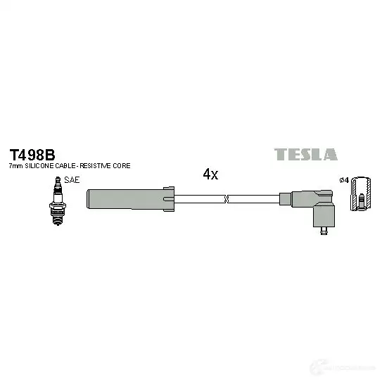 Высоковольтные провода зажигания, комплект TESLA 2695670 t498b I4 69N2 8595141005295 изображение 0
