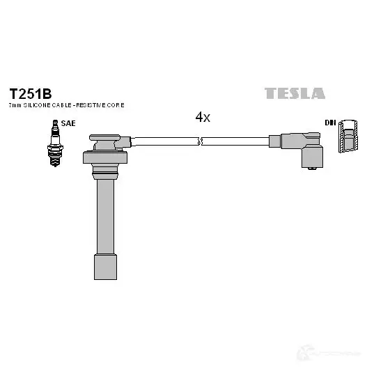 Высоковольтные провода зажигания, комплект TESLA 8595141022964 t251b 2695499 T9V HOL изображение 0