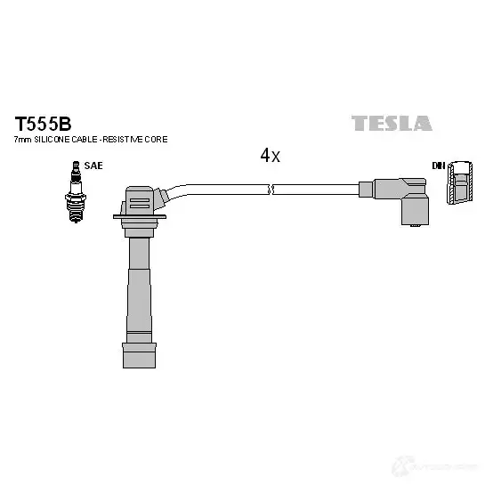 Высоковольтные провода зажигания, комплект TESLA t555b 2695713 UEVT 5L 8595141017113 изображение 0