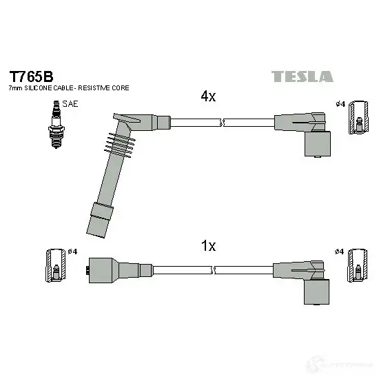 Высоковольтные провода зажигания, комплект TESLA 8595141009057 2695862 t765b HCWDE K