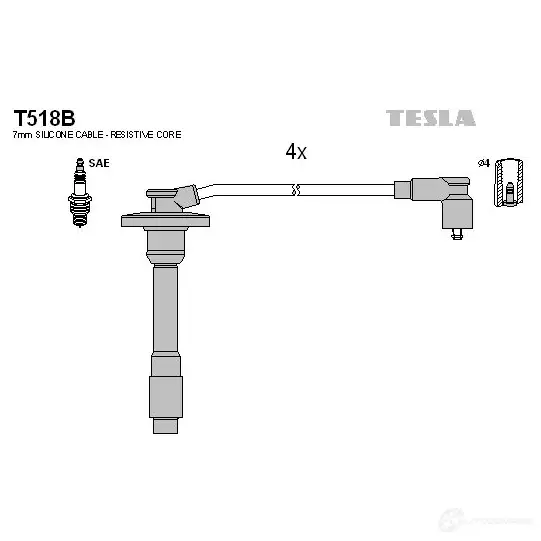 Высоковольтные провода зажигания, комплект TESLA E QTPY 2695683 8595141016376 t518b изображение 0