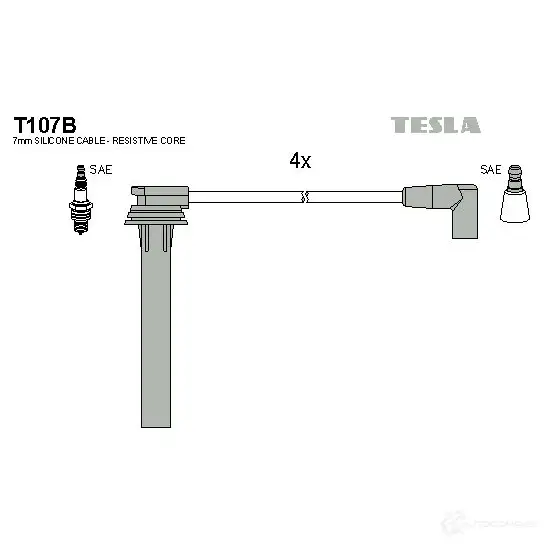 Высоковольтные провода зажигания, комплект TESLA 2695389 t107b DKXUN A4 8595141021547 изображение 0